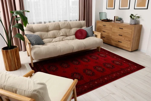 Dywan orientalny Orient 6871 bordowo-czarny w salonie