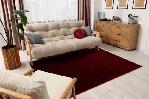 Dywan tradycyjny Orient 2958 bordowo-czarny w salonie