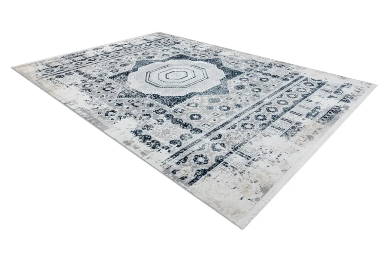 Dywan vintage Duke 51542 kremowo-niebieski - rzut z boku