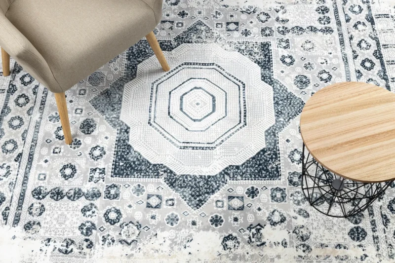 Dywan orientalny Duke 51542 kremowo-niebieski - widok z góry