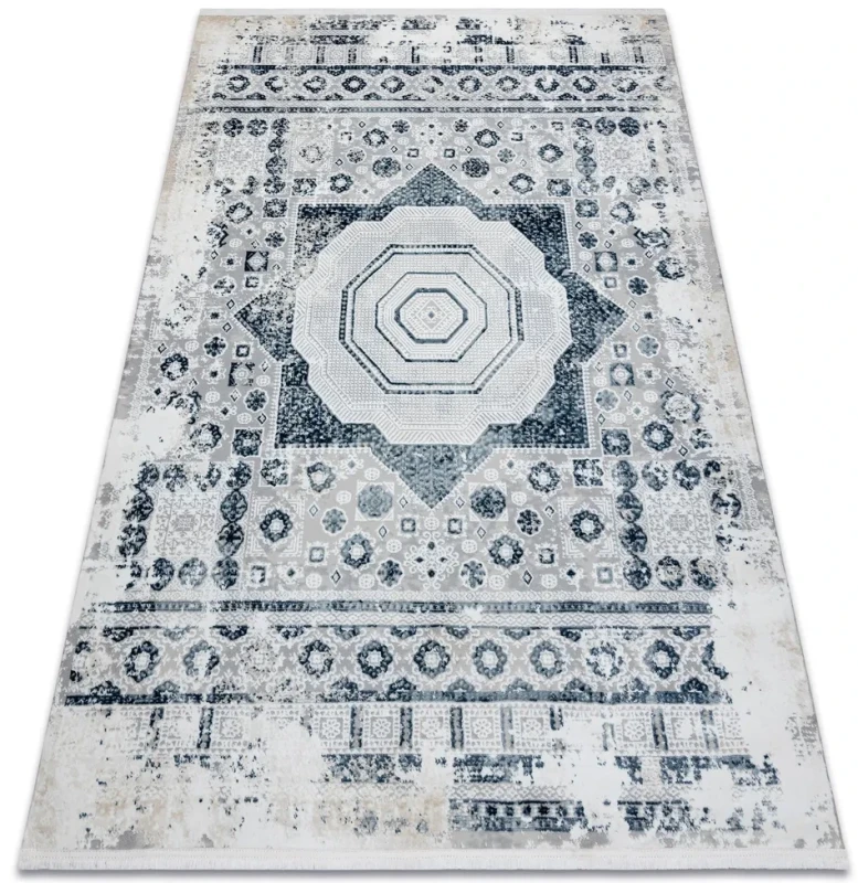 Dywan vintage Duke 51542 kremowo-niebieski - rzut z boku