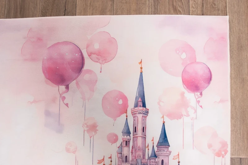 Dywan dla dzieci Kids KM023 księżniczka na podłodze obszycie