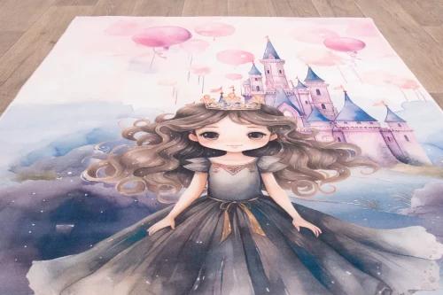 Dywan dla dzieci Kids KM023 księżniczka na podłodze rzut z góry