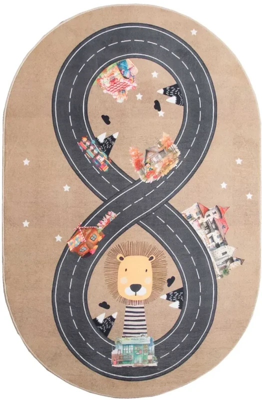 Dywan dla dzieci owal Kids KM046 tor wyścigowy