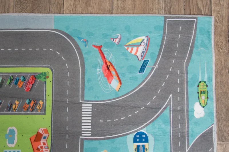 Dywan dla dzieci Kids KM001 lotnisko obszycie