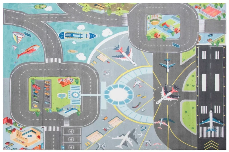 Dywan dla dzieci Kids KM001 lotnisko w poziomie