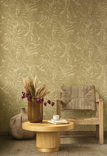 Tapeta złota do salonu Casadeco Vegetals 86432343 Granada.webp
