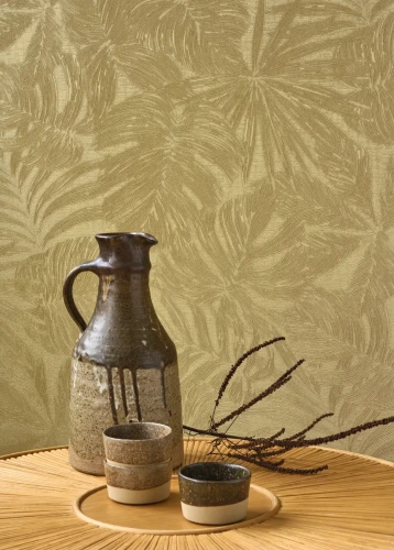 Tapeta złota do pokoju Casadeco Vegetals 86432343 Granada.webp