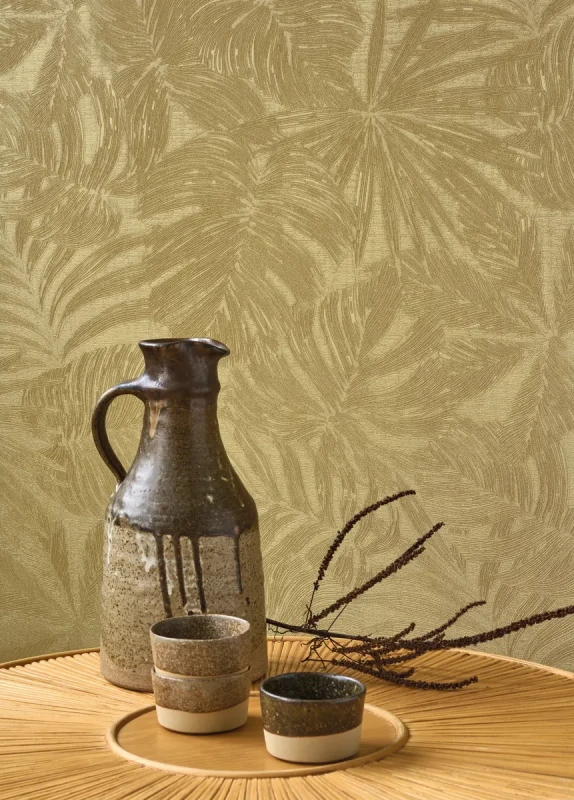 Tapeta złota do pokoju Casadeco Vegetals 86432343 Granada.webp