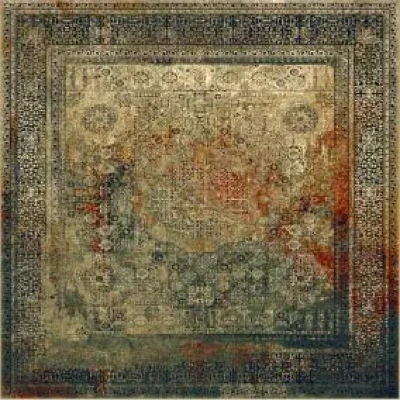 Dywan wełniany kwadrat Dywilan Omega Mamluk szmaragd