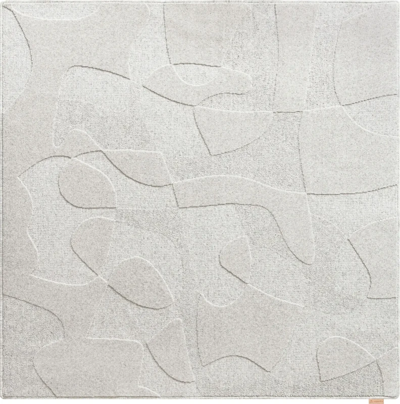 Dywan wełniany Agnella Ladnini Morphic Botanica - kolor szary kształt kwadrat 200x200 cm