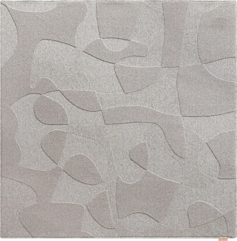 Dywan wełniany Agnella Ladnini Morphic Botanica - kolor szary kształt kwadrat rozmiar 200x200 cm
