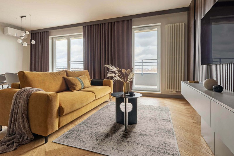 Dywan wełniany Agnella Isfahan M Korist kolor grey_popielaty w nowoczesnym salonie