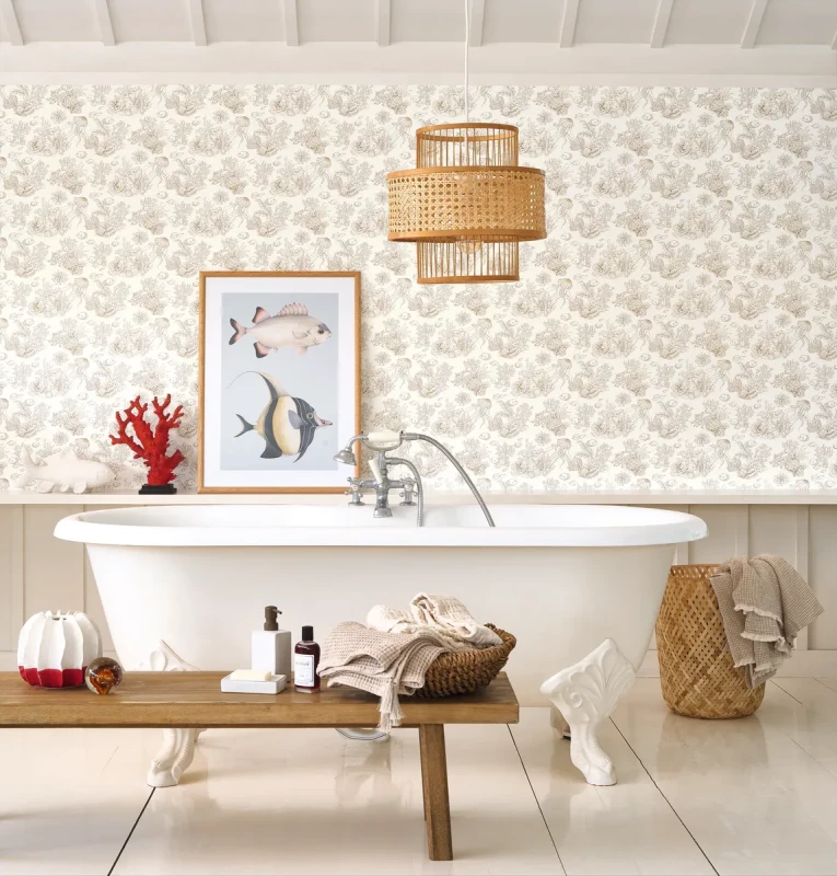 Tapeta morska do łazienki Casadeco Seaside 201471515 Cote Sauvage.webp