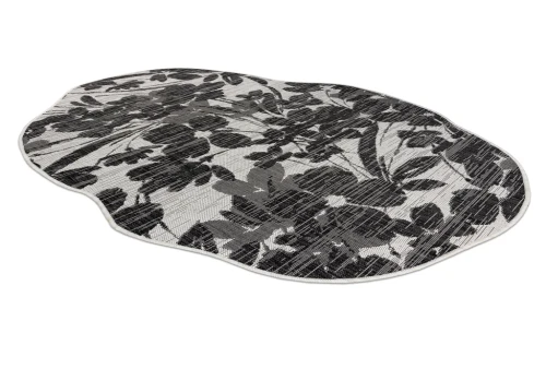 Dywan o nieregularnym kształcie 2735 sizal Organic Kwiaty ecru/czarny