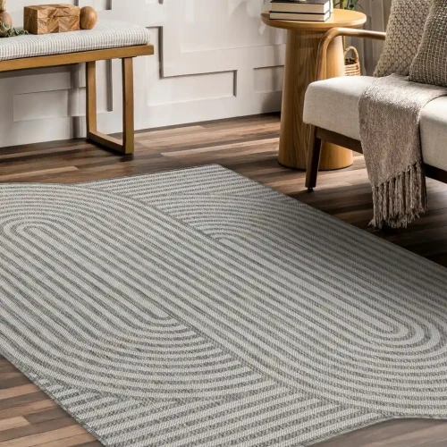 Dywan płaskotkany do salonu Organic 2131 sizal Geometryczny ecru/szary