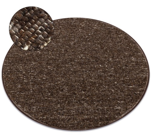 Dywan okrągły wełniany dwustronny Nepal 2100 brąz - rzut ukośny