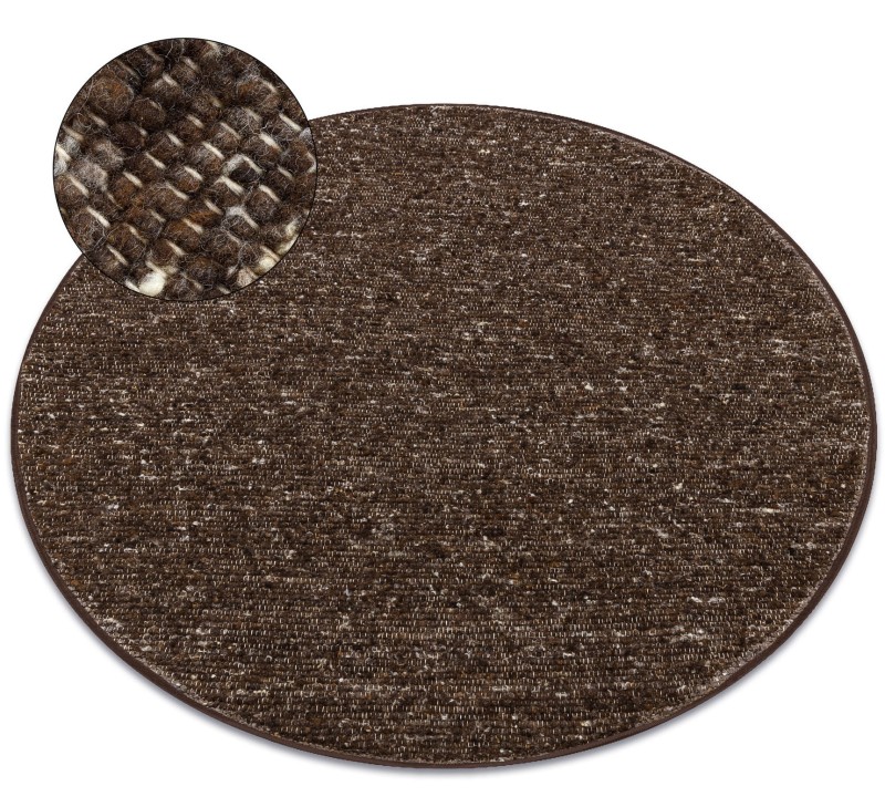 Dywan okrągły wełniany dwustronny Nepal 2100 brąz - rzut ukośny