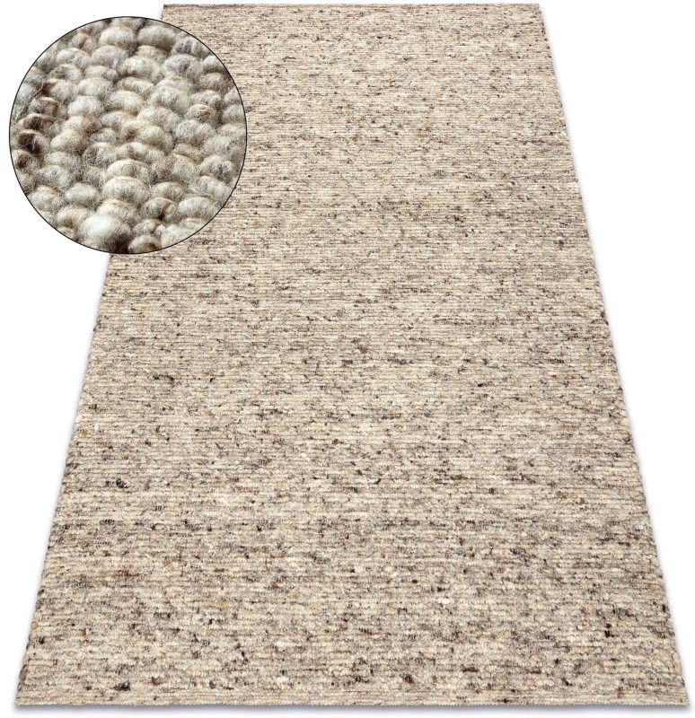 Dywan wełniany płaskotkany Nepal 1200 natural piaskowy - rzut ukośny