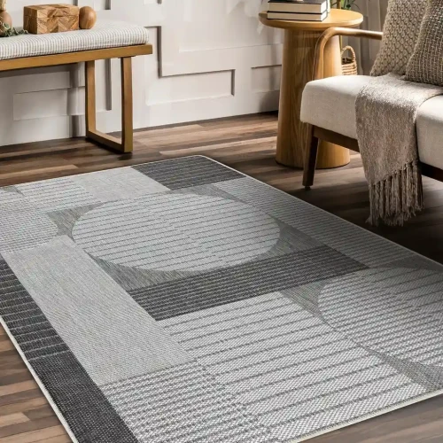 Dywan płaskotkany do salonu Organic 2769 sizal Geometryczny ecru/szary