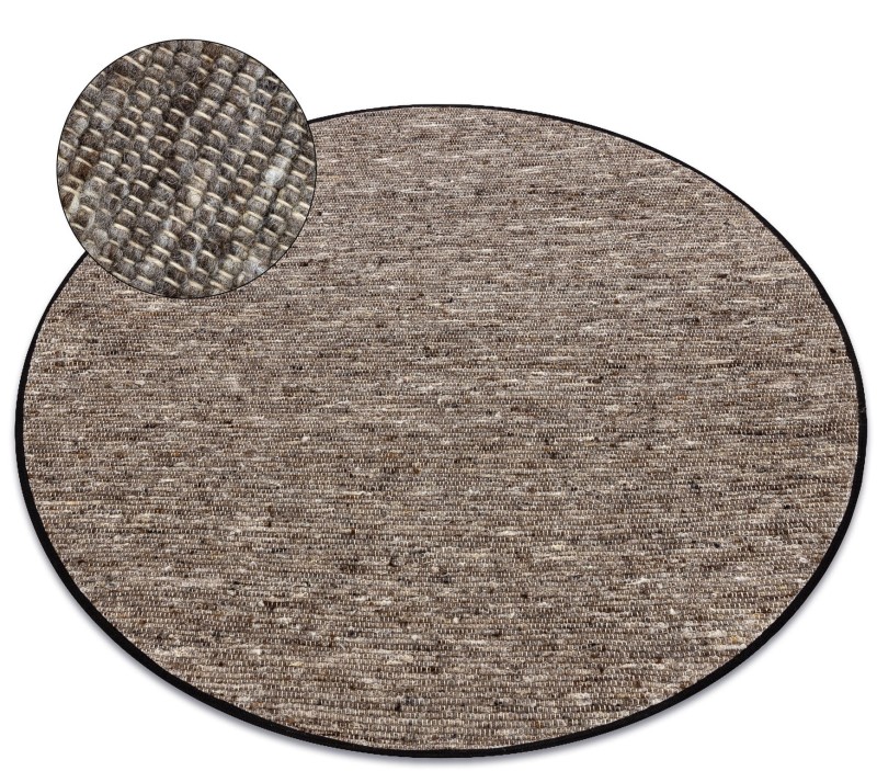 Dywan okrągły dwustronny wełniany Nepal 2100 natural ciemnoszary - rzut ukośny