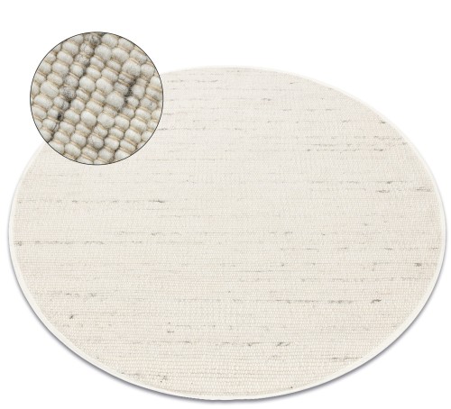 Dywan okrągły dwustronny wełniany Nepal 2100 natural biało-szary -rzut ukośny