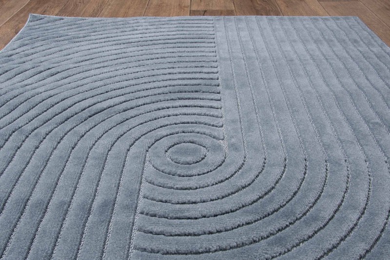 Rzut z góry dywanu art deco 3d Dywilan Juno 4 D801AZ denim