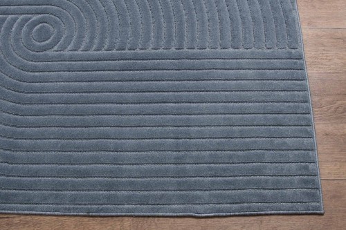 Zbliżenie wzoru dywanu art deco 3d Dywilan Juno 4 D801AZ denim