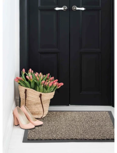 Wycieraczka podgumowana Liguria brąz przy drzwiach