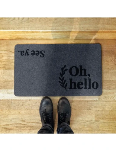 Wycieraczka Flock New Oh Hello przed drzwiami