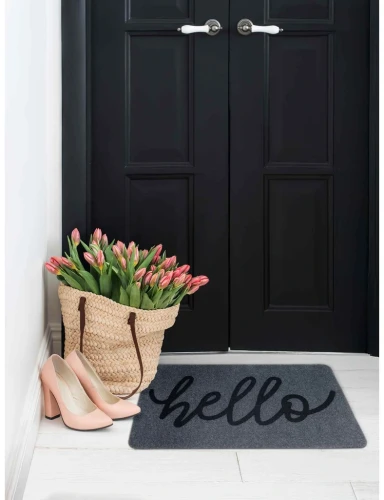 Wycieraczka podgumowana Flock New Hello przy drzwiach