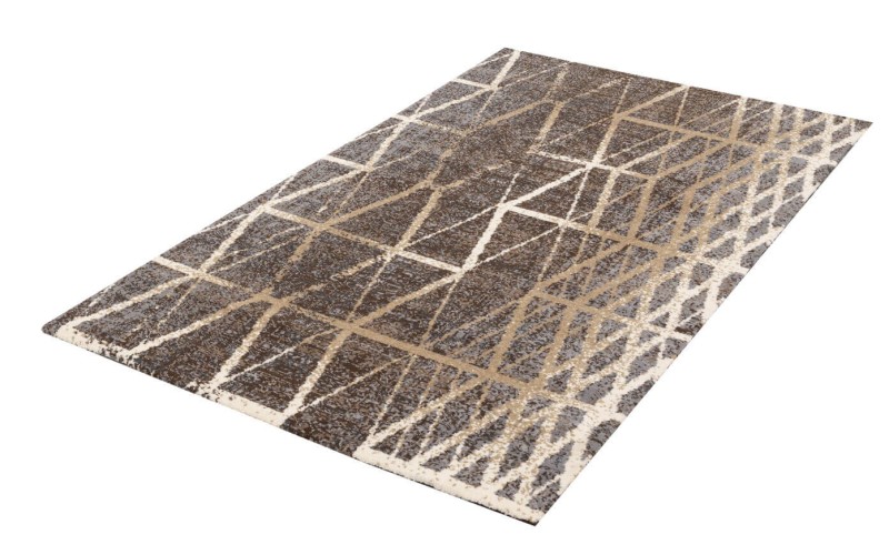 Dywan wełniany Agnella Tempo Tange niebieski - rzut z ukosa