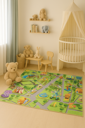 Dywan dziecięcy 2406602 Kids miasteczko, ulice do pokoju dziecka