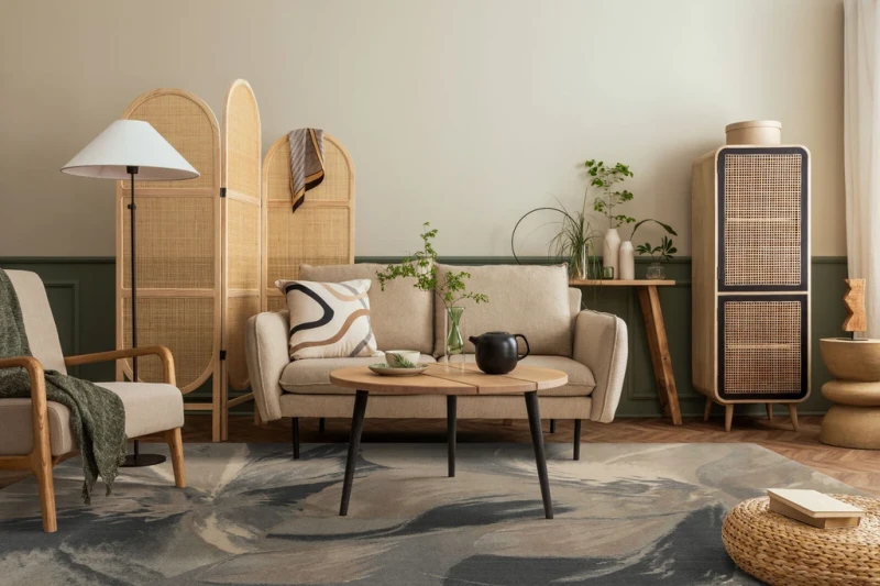 Dywan wełniany Agnella Calisia Anyl jasny beż (binding) aranżacja