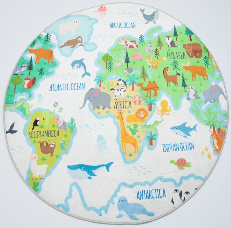 Dywan okrągły dziecięcy 250321N Kids mapa świata