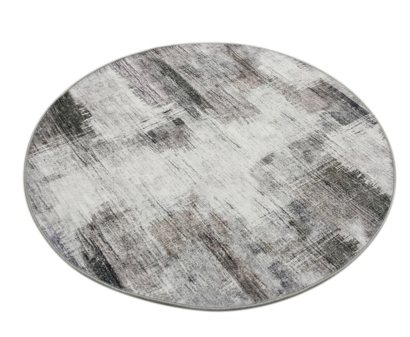 Dywan okrągły nowoczesny 231019-2 Venezia Print szary - rzut ukośny