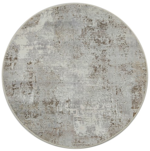 Dywan okrągły vintage 240574W-1 Venezia Print szaro-beżowy
