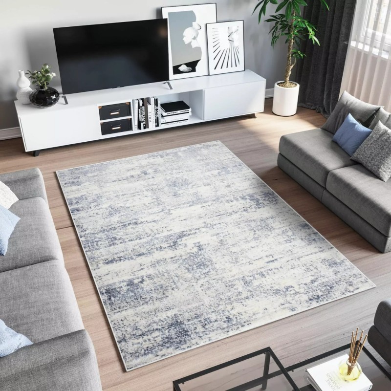 Dywan nowoczesny Sky Q100A niebiesko-kremowy do salonu