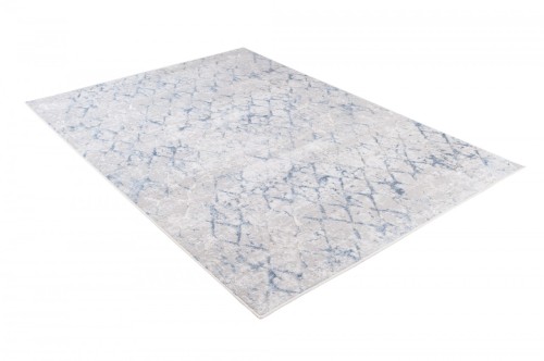 Dywan geometria vintage Sky S283C szaro-niebieski - widok z boku