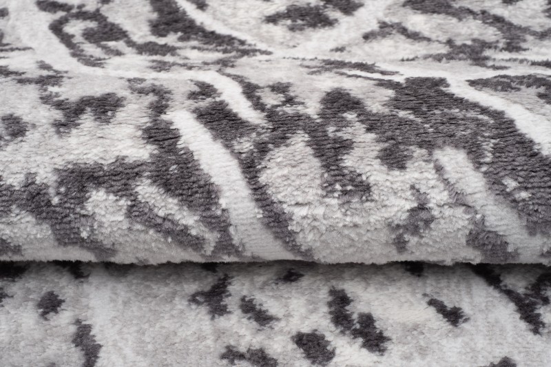 Dywan Sky FM31D w odcieniach szarości z wzorem przekroju pnia - struktura 3d