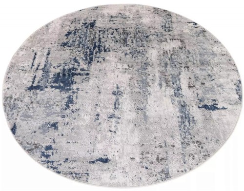 Dywan okrągły loftowy Sky DO77A jasny szary z niebieskim - rzut ukośny