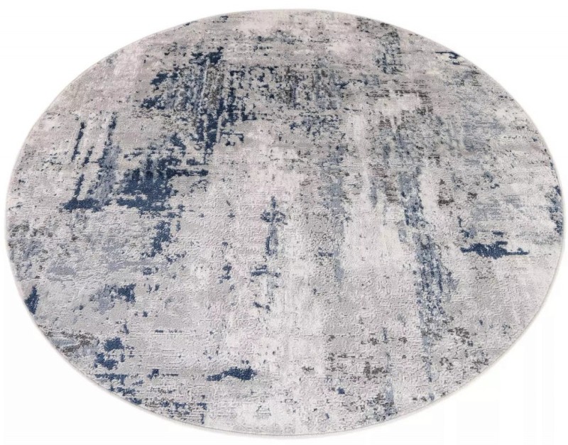 Dywan okrągły loftowy Sky DO77A jasny szary z niebieskim - rzut ukośny