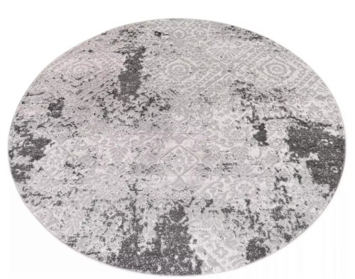 Dywan okrągły geometria Sky FM33B jasny szary - rzut ukośny