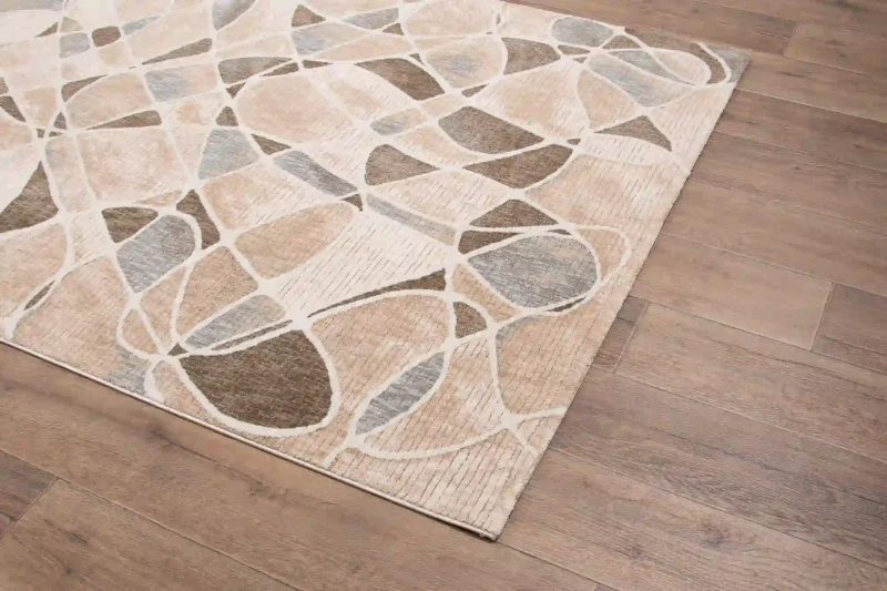 Dywan nowoczesny abstrakcja Tender 18007 beżowo-niebieski - rzut z boku