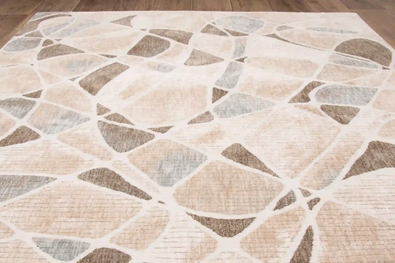 Dywan nowoczesny abstrakcja Tender 18007 beżowo-niebieski - rzut ukośny