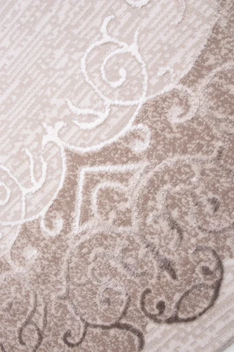 Dywan okrągły klasyczny Galya K3729A beżowo-brązowy - runo 3d