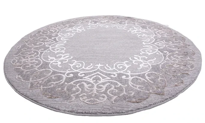 Dywan okrągły klasyczny Galya K3810A szaro-brązowy - rzut ukośny