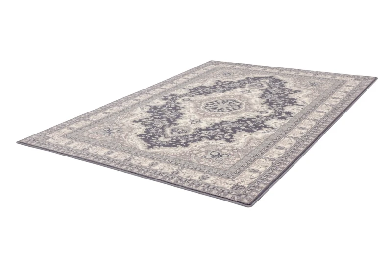 Dywan wełniany klasyczny Agnella Isfahan Almas antracytowy rzut z boku