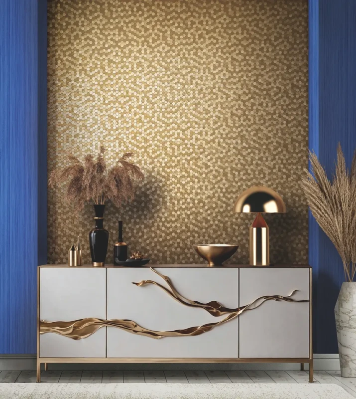 Złota tapeta do salonu Marburg Papis Loveday 35815 Icon