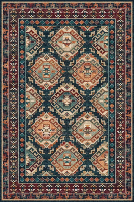 Dywan wełniany etno Agnella Regius Tribe szmaragdowy